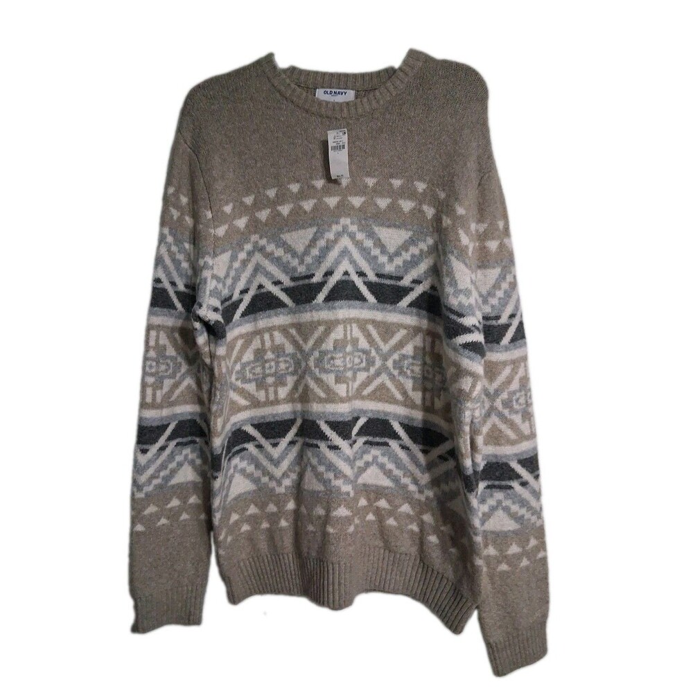 NWT Men's Old Navy SoSoft Crewneck Sweater Size L Beige/Gray